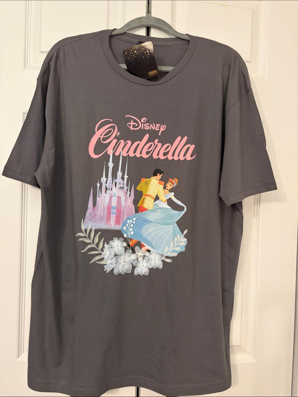 Official Disney Princess Cinderella Dance Graphic Tee with Pastel Castle NWT